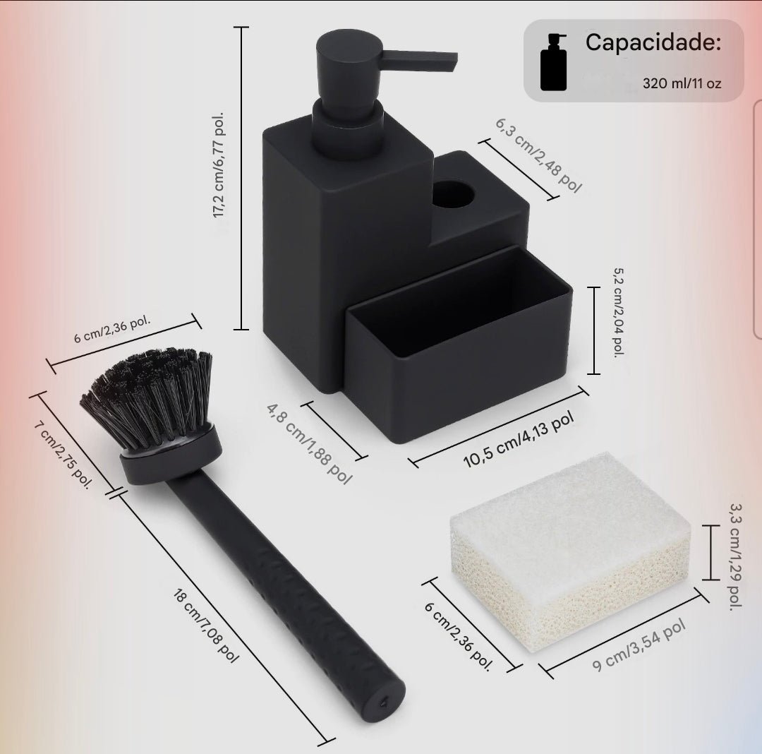 Dispensador Moderno com suporte – 3 em 1 Luxo e Organização - Aconchega