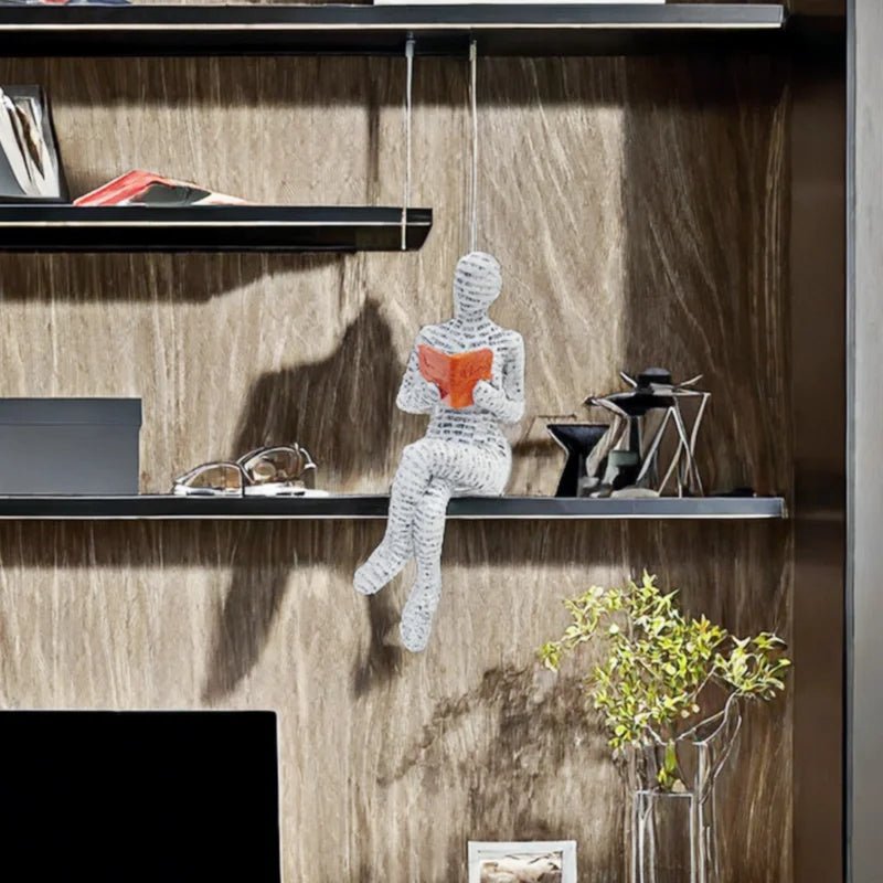 Escultura Leitora Moderna em Resina – 1 Peça - Aconchega