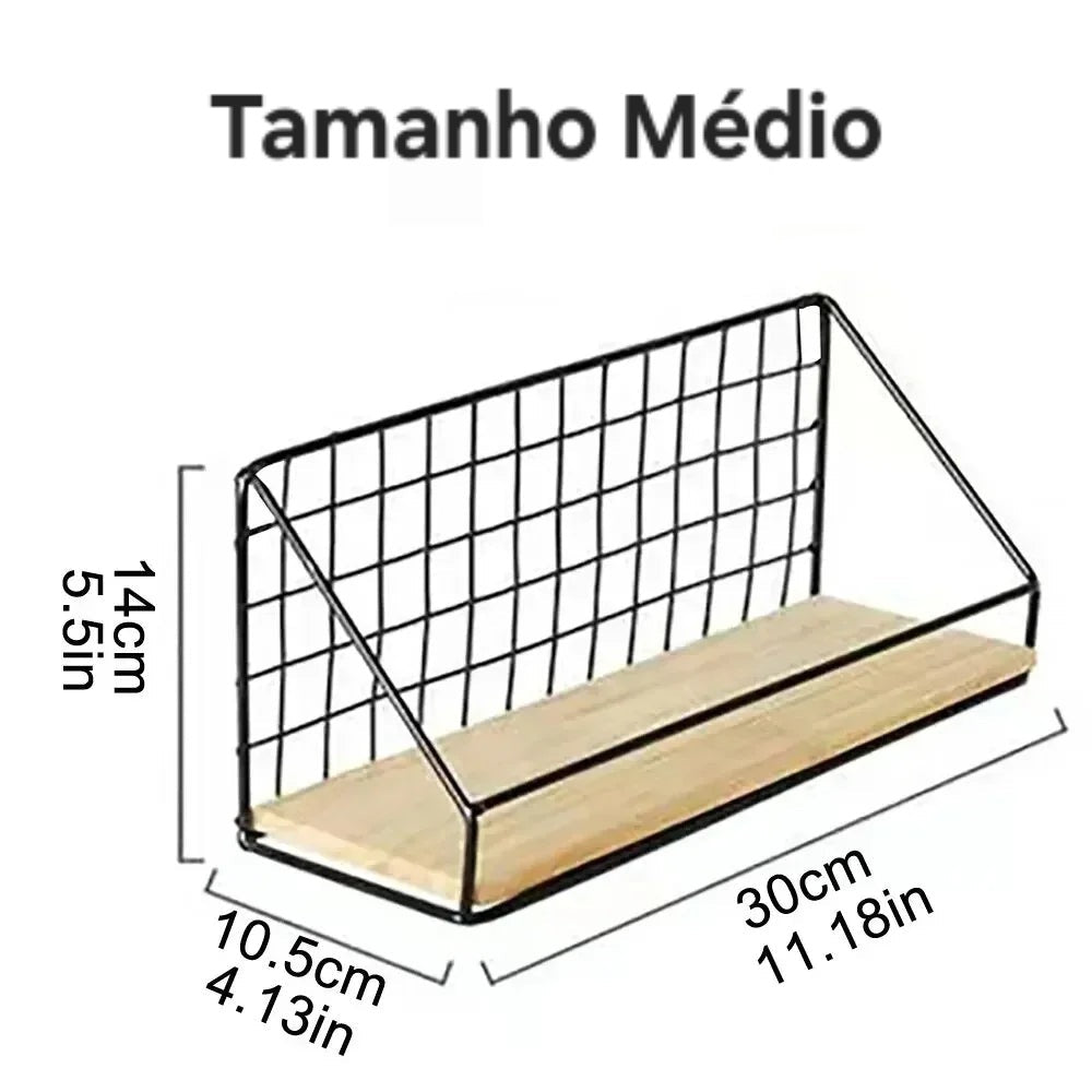 Estante Flutuante de Metal & Madeira Premium - Aconchega