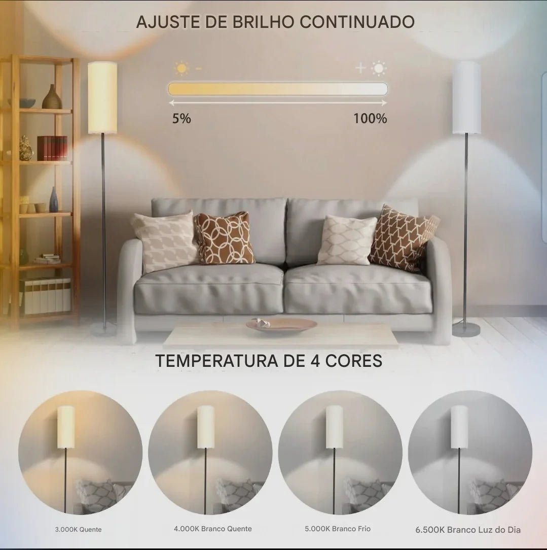 Luminária de Chão Moderna com Dimmer - Aconchega